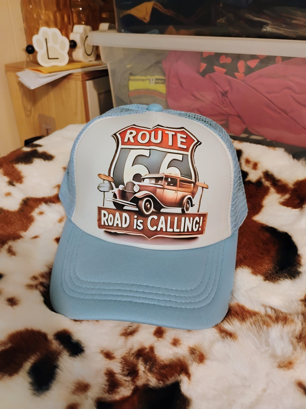 Kids Route 66 Blue Trucker Hat - Road Is Calling